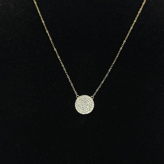 Gold CZ Disc Necklace