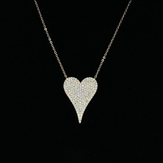 Gold Heart CZ Necklace